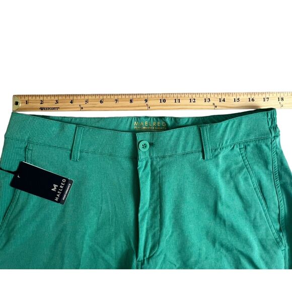 Maelreg Mens Stripe Sea Green Polyester 10" Inseam Stretch Performance Shorts 34 - Picture 4 of 10